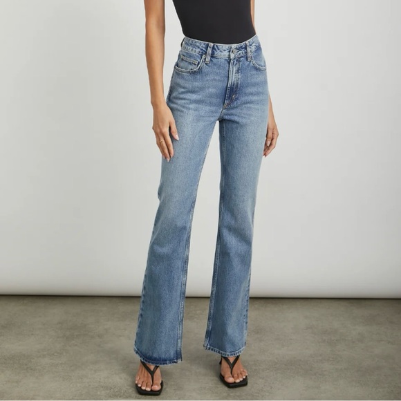 Rails The Sunset High Rise Slim Flare Size 25 Cascade Blue Denim Jeans Pants - Picture 4 of 8